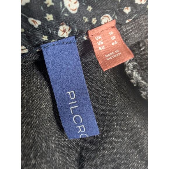 Pilcro Anthropologie Black Ruffle Shoulder Utility Mini Dress with Patch Pockets - Picture 6 of 11